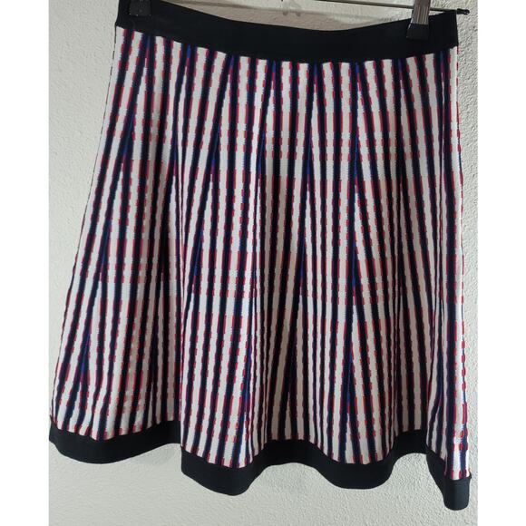 Lucy Paris White Red Blue A-Line Mini Skirt Large Flat Front Lightweight Flowy - Picture 2 of 4